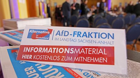 Informationsmaterial der AfD-Fraktion im Landtag Sachsen-Anhalt / © Matthias Bein (dpa)
