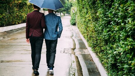 Ein homosexuelles Paar im Regen / © Twinsterphoto (shutterstock)