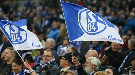 Schalke-Fans mit Fahnen / © Friso Gentsch (dpa)