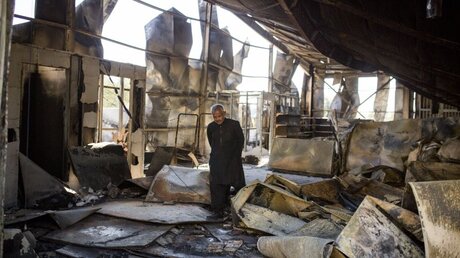 Flüchtlingslagers Moria: Mehrere Brände haben das Lager fast vollständig zerstört / © Socrates Baltagiannis (dpa)