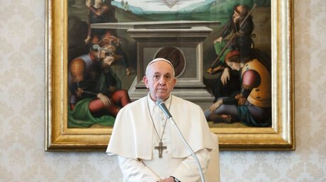 Papst Franziskus: Generalaudienz in Zeiten der Coronakrise nur mit Kamera / © Vatican Media (KNA)