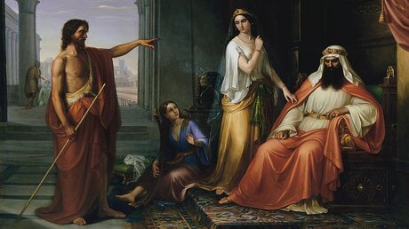 Das Gemälde "Strafpredigt Johannes des Täufers vor Herodes" (1856) von Giovanni Fattori / © akg-images GmbH (epd)