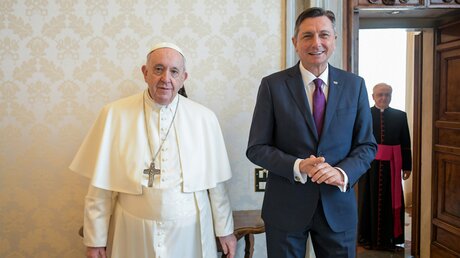 Papst Franziskus Slowenien Staatspräsident Borut Pahor Vatikan / © Vatican Media/Romano Siciliani (KNA)