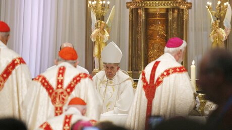 Der Papst bei einer Messe im Wallfahrtsort Sainte-Anne-de-Beaupre / © Paul Haring/CNS photo (KNA)