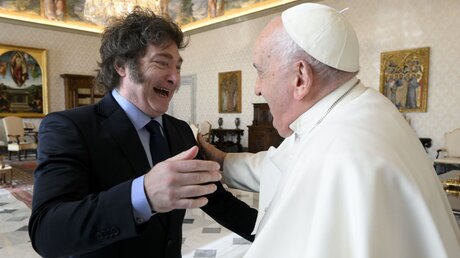 Argentinischer Präsident Milei begrüßt Papst Franziskus (dpa)
