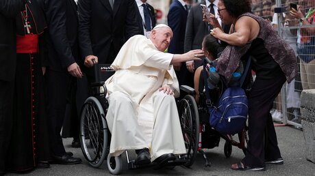 Papst begrüßt Evangelista Herrera in Quebec / © Nathan Denette (dpa)