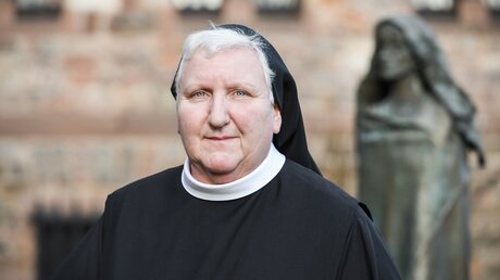 Schwester Philippa Rath, Benediktinerin der Abtei Sankt Hildegard in Rüdesheim, am 15. März 2021 in Rüdesheim. / © Julia Steinbrecht (KNA)
