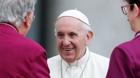 Papst Franziskus mit anglikanischen Bischöfen / © Paul Haring (KNA)
