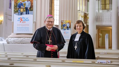 Eröffnungsgottesdienst in Leipzig: Bischof Franz-Josef Bode und Präses Annette Kurschus / © Jens Schulze (epd)