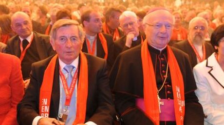 Mannheim: Alois Glück, Präsident des ZdK; Erzbischof Robert Zollitsch; Christine Lieberknecht, Ministerpräsidentin von Thüringen (KNA)
