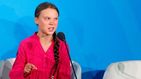 Klimaaktivistin Greta Thunberg spricht beim UN-Klimagipfel  / © Jason Decrow (dpa)