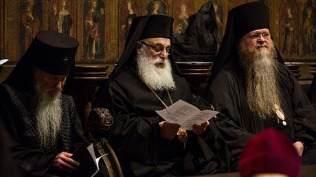 Orthodoxe Geistliche im Kölner Dom / © Cornelis Gollhardt (KNA)