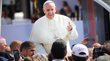 Papst Franziskus grüßt die Gläubigen auf dem Petersplatz / © MikeDotta (shutterstock)