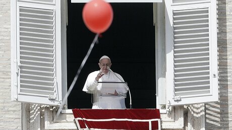 Papst Franziskus während des Angelusgebets / © Gregorio Borgia (dpa)