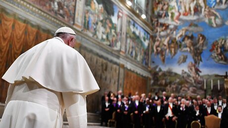Papst Franziskus und Diplomaten / © Alberto Rizzoli (dpa)