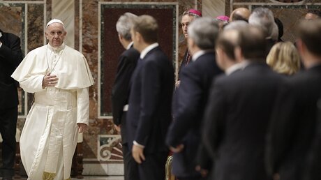 EU-Staats- und Regierungschefs bei Papst Franziskus / © Andrew Medichini/AP (dpa)