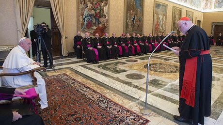 Kardinal Marx spricht zu Franziskus / © Osservatore Romano (KNA)