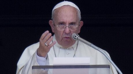 Papst Franziskus beim Angelus-Gebet am 30.8.15 (dpa)