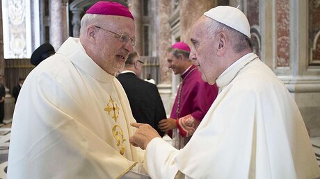 Stockholmer Bischof Anders Arborelius mit Papst Franziskus / © Osservatore Romano / Handout (dpa)