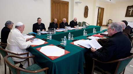 Kardinalsrat mit Papst Franziskus (KNA)