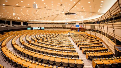 Sitzungssaal des Europäischen Parlaments in Brüssel / © RossHelen (shutterstock)
