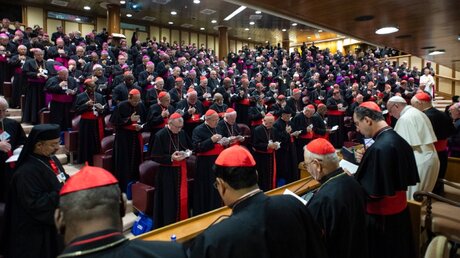Synodenteilnehmer beim Gebet / © Vatican Media (KNA)