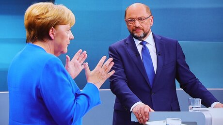 TV-Duell zwischen Angela Merkel und Martin Schulz / © N.N. (dpa)