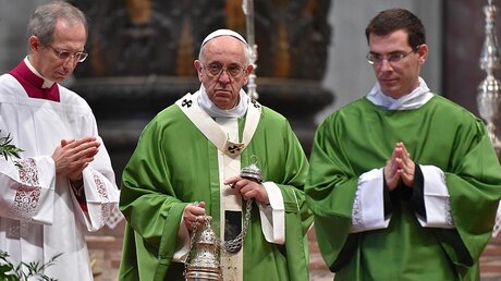 Papst Franziskus feiert Synoden-Abschlussmesse / © Ettore Ferrari (dpa)