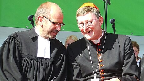 Kardinal Woelki (r.) und Präses Rekowski beim NRW-Bürgerfest / © Verena Tröster (DR)