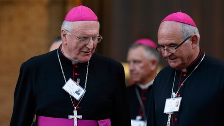 Denis Hart (l.), Erzbischof von Melbourne und Stephen Brislin, Erzbischof von Kapstadt  / © Paul Haring (KNA)