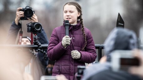 Kandidatin für den Friedensnobelpreis: Greta Thunberg / © Michael Kappeler (dpa)
