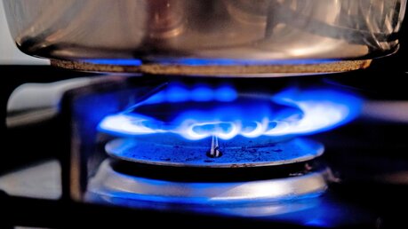 Eine Gasflamme brennt auf einem Küchenherd / © Hauke-Christian Dittrich (dpa)
