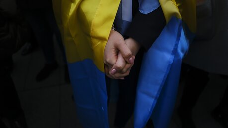 Solidaritätsbekundung für die Ukraine / © Alvaro Barrientos (dpa)