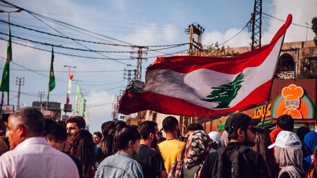 Demonstranten mit libanesischer Fahne (Archiv) / © Hussein Kassir (shutterstock)
