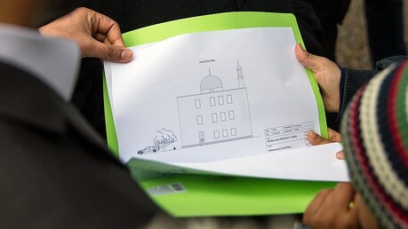 Plan des Moscheebaus in Leipzig / © Hannibal Hanschke (dpa)