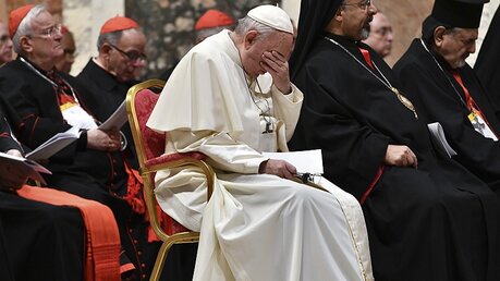 Papst Franziskus beim Bußgottesdienst am dritten Tag des Gipfeltreffens / © Vincenzo Pinto (dpa)