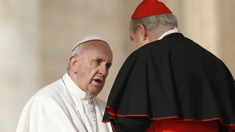 Papst Franziskus (l.) mit Kardinal Christoph Schönborn / © Paul Haring (KNA)