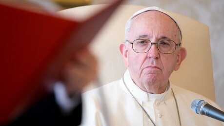Papst Franziskus während der wöchentlichen Videobotschaft aus dem Vatikan am 11. November 2020 / © Romano Siciliani (KNA)