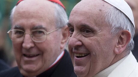 Kardinalvikar Agostino Vallini und Papst Franziskus / © Claudio Peri (dpa)