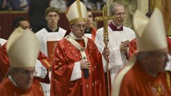 Papst Franziskus feiert den Pfinstgottesdienst am 15. Mai 2016 im Petersdom. (KNA)