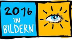 Illustration zum KNA-Jahresrückblick "2016 in Bildern". (KNA)