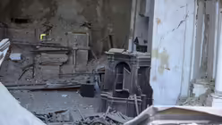 Zerstörte Kirche in Amatrice / © Percossi (dpa)