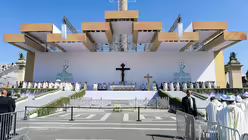 Abschlussmesse des 52. Eucharistischen Weltkongresses in Budapest (Ungarn) mit Papst Franziskus am 12. September 2021. / &copy; Vatican Media/Romano Siciliani (KNA)