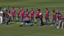 Die Mannschaft von San Lorenzo mit dem Papst-Logo auf der Brust / © Johannes Mäling (DR)