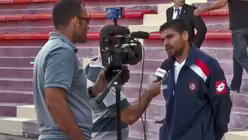 Gefragt - Jonathan Pacheco im Interview mit einem TV-Team aus Brasilien / &copy; Johannes M&auml;ling (DR)