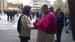 Vera Baboun, katholische B&uuml;rgermeisterin von Bethlehem, und Dompropst Bachner beteten f&uuml;r die Opfer (DR)