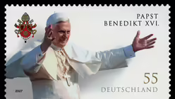 Briefmarke zum 80. Geburtstag von Papst Benedikt XVI.  / © N.N. (KNA)