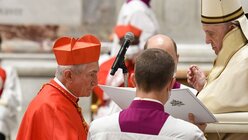 Der neu ernannte Kardinal Silvano Maria Tomasi, Apostolischer Nuntius, und Papst Franziskus / © Vatican Media/Romano Siciliani (KNA)