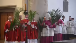 Die Domkapitulare säumen mit ihren Palmwedeln den Altarraum der Minoritenkirche / © Beatrice Tomasetti (DR)
