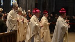 Die Domkapitulare und Kölner Weihbischöfe bei der feierlichen Einzugsprozession / © Beatrice Tomasetti (DR)